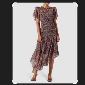 🌸 ASTR the Label Floral Asymmetric Midi Dress • Small • Flowing Feminine Style